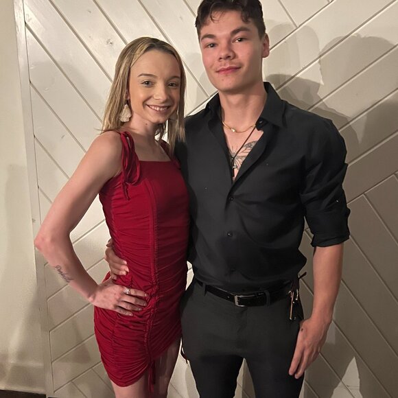 Red Snitched Mini Dress - Picture 1 of 5